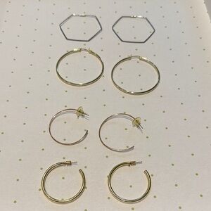 Elegant Gold and Silver Hoop Earrings Set